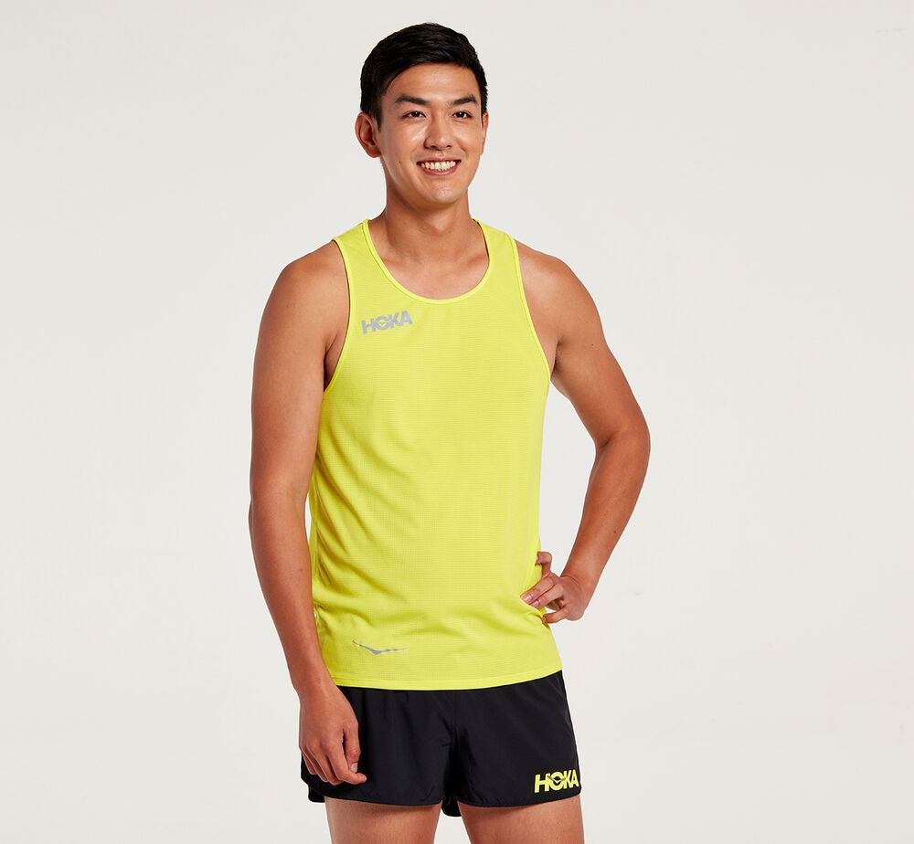 Hoka One One Singlet Linne Herr Gula - SE-5931208